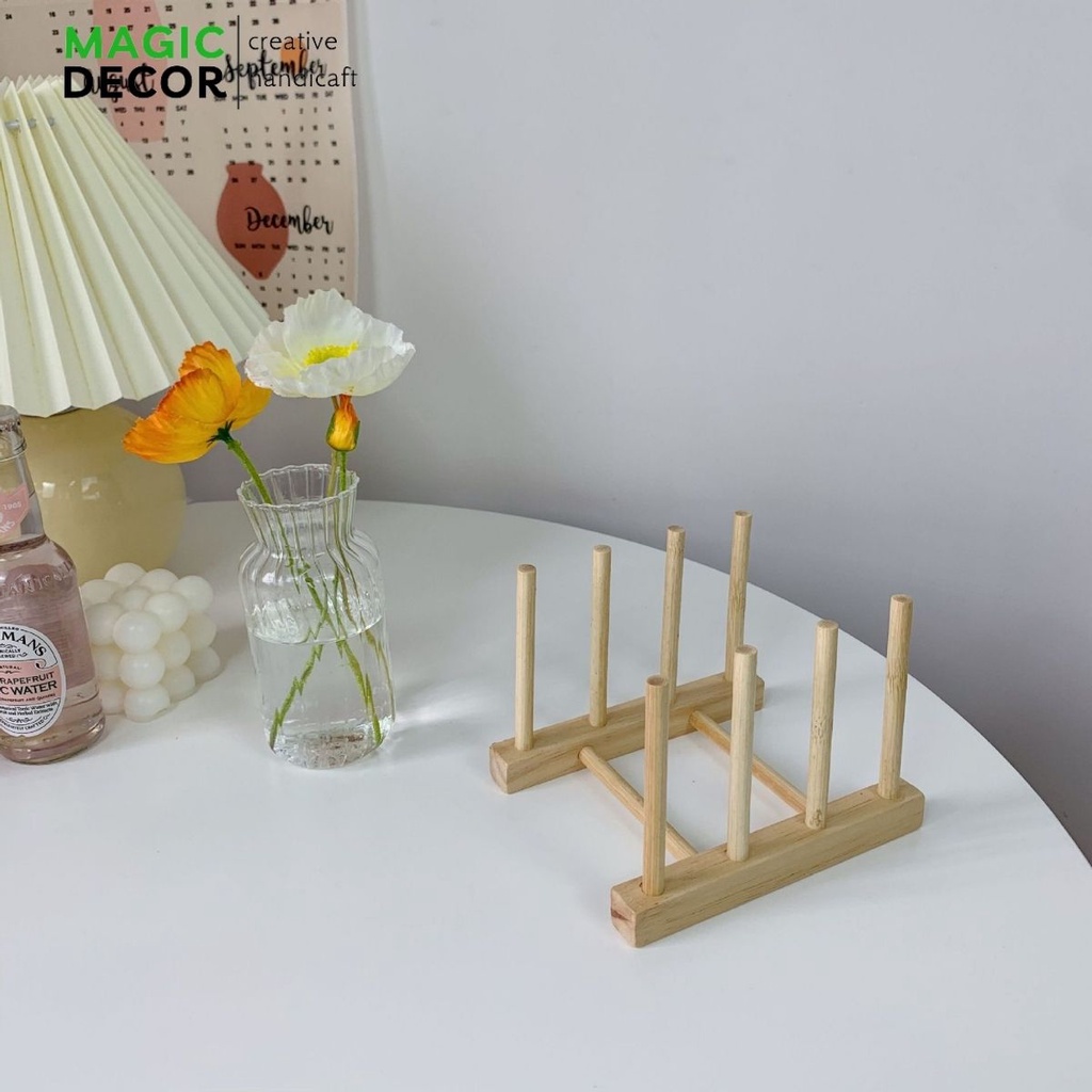 Giá để đĩa, úp cốc, đồ dùng bằng gỗ tre tự nhiên cao cấp nhiều size MAGICDECOR