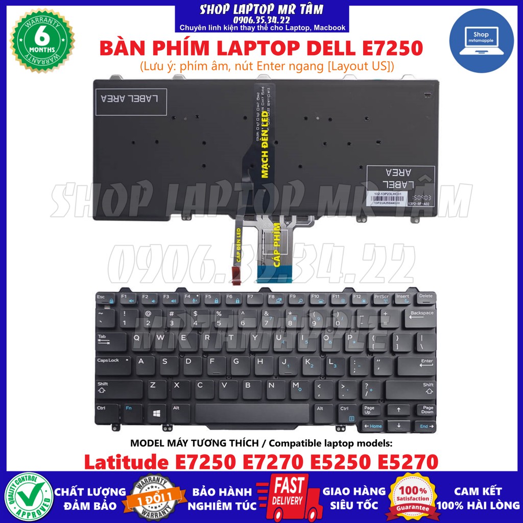 (KEYBOARD) BÀN PHÍM LAPTOP DELL LATITUDE E7250 dùng cho Latitude E7250 E7270 E5250 E5270