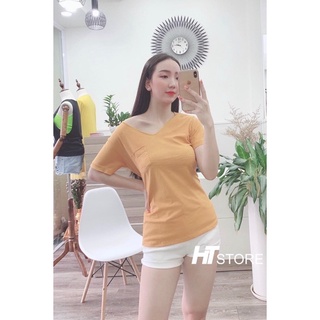 ÁO THUN CỔ TIM GỖ TÚI COTTON 100%