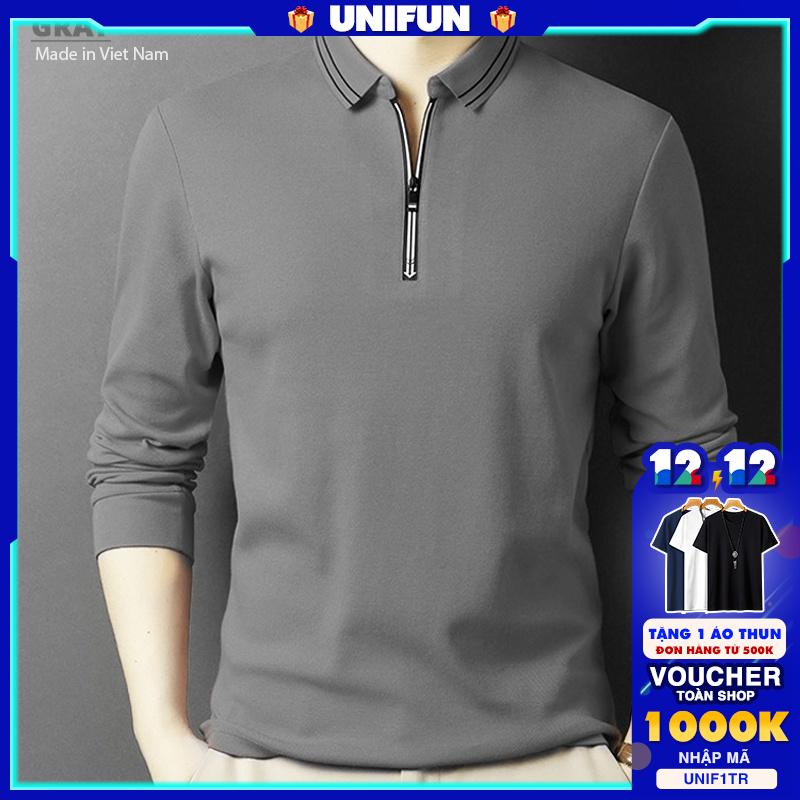 Áo thun nam thể thao PoLo UNIFUN mã "KP-Z" dài tay trơn phong cách Hàn Quốc Hot Trend thích hợp mặc thu đông