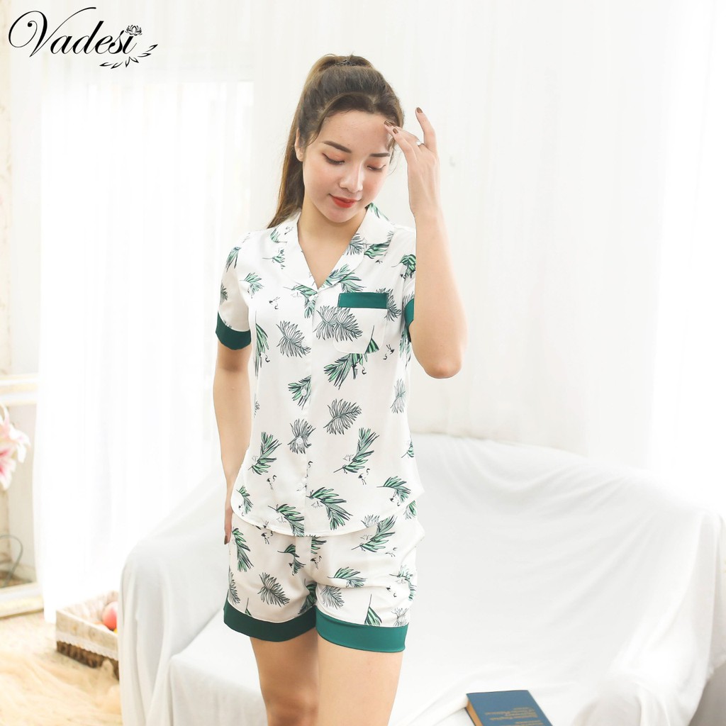 Bộ Đồ Ngủ Pijama Nữ Quần Đùi Tay Ngắn Lụa Cao Cấp Mặc Nhà Đẹp Mềm Mịn Thấm Hút Thoáng Mát – VADESI