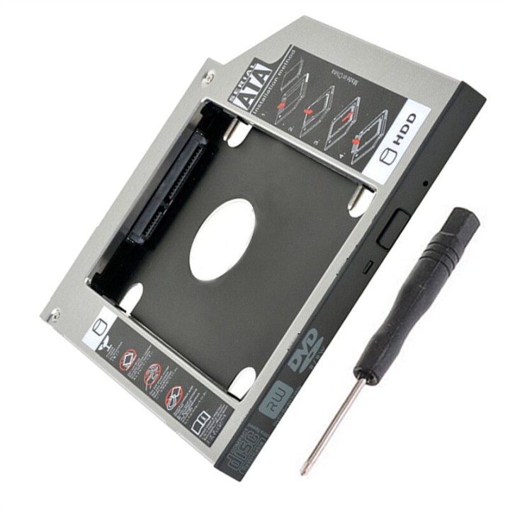 Caddy Bay HDD-SSD Sata3 - Vỏ Nhôm/Nhựa - Size: 9.5mm và 12.7mm – Khay ổ cứng thay thế ổ DVD