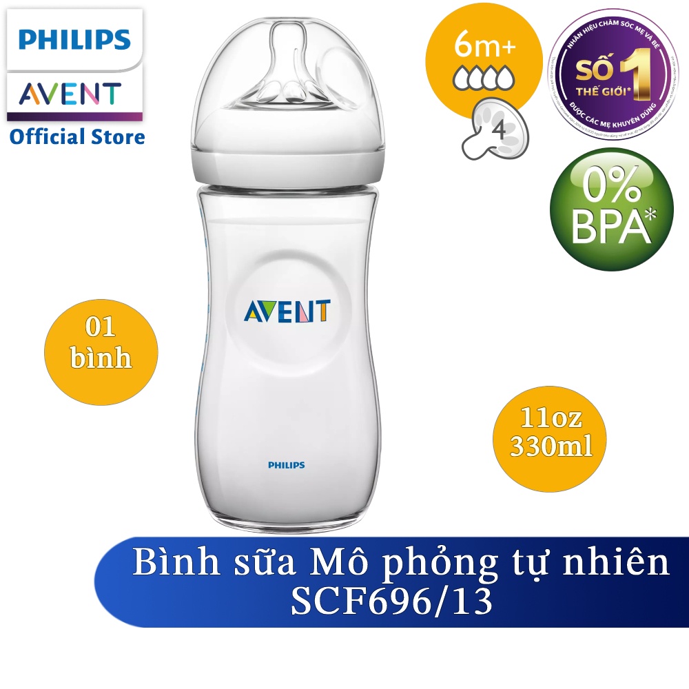 Bình sữa mô phỏng tự nhiên Philips Avent dung tích 330ml cho bé từ 6 tháng