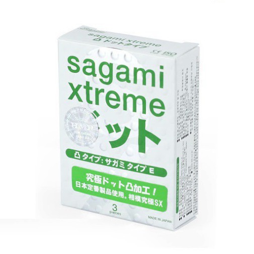 Hộp 3c Bao cao su Gân Gai SAGAMI XTREME WHITE - Xuất Xứ Nhật Bản BCS LỬA YÊU