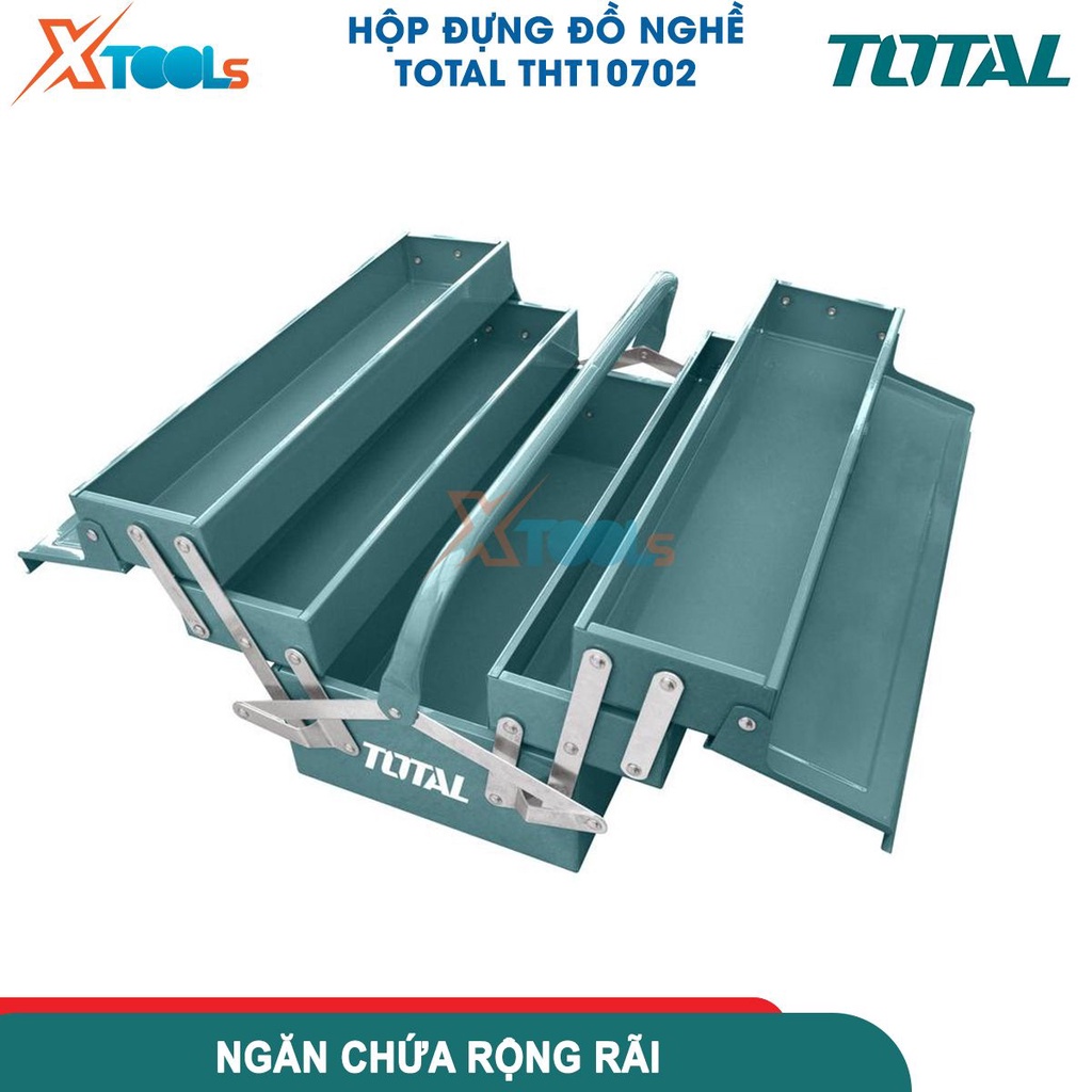 Hộp đựng đồ nghề TOTAL THT10702 kích thước 400x200x159mm, độ dày thép 0.6-0.8mm, gồm 3 tầng [CHÍNH HÃNG][XTOOLS]