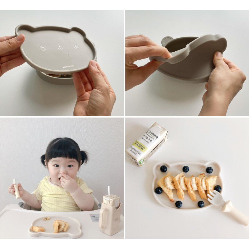 Nắp đĩa gấu cao cấp chính hãng Bluemama Hàn Quốc cho bé Bear Plate Cover