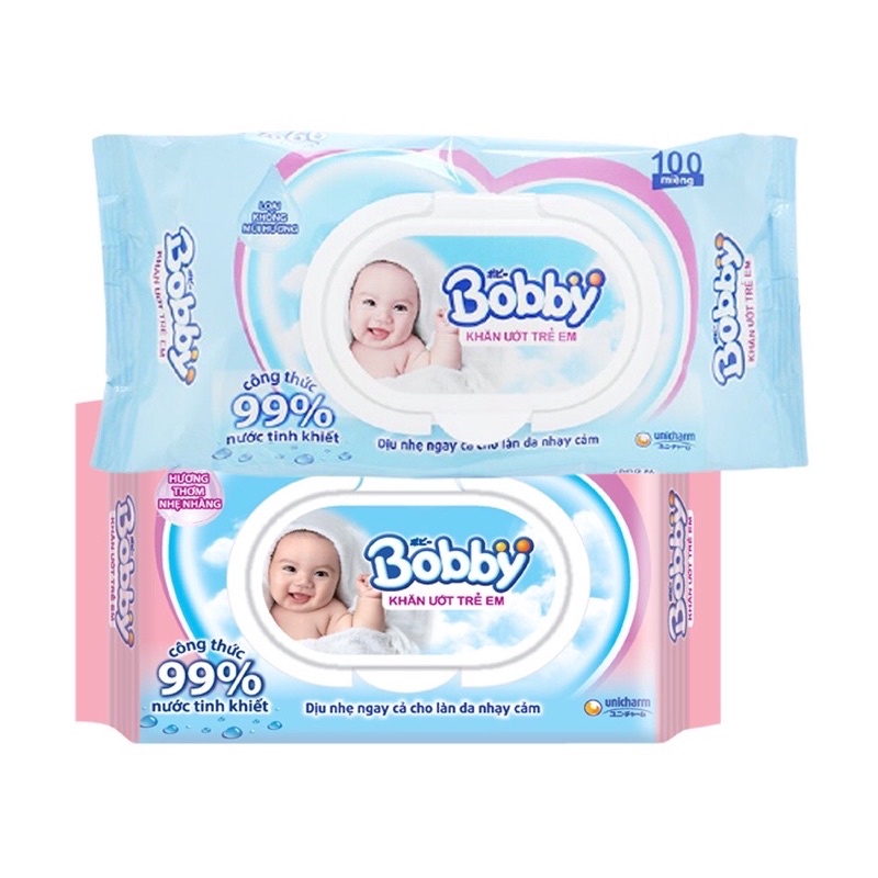 Giấy Ướt Bobby An Toàn Cho Bé 100 Tờ