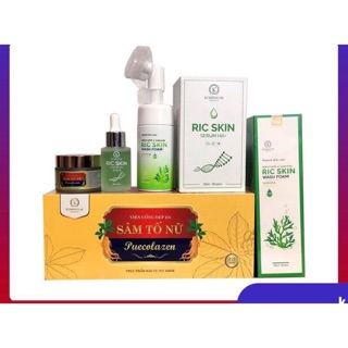 Combo 3 sản phẩm Sâm tố nữ Puecolagen+ Sửa rửa mặt và Serum Ric Skin HA+