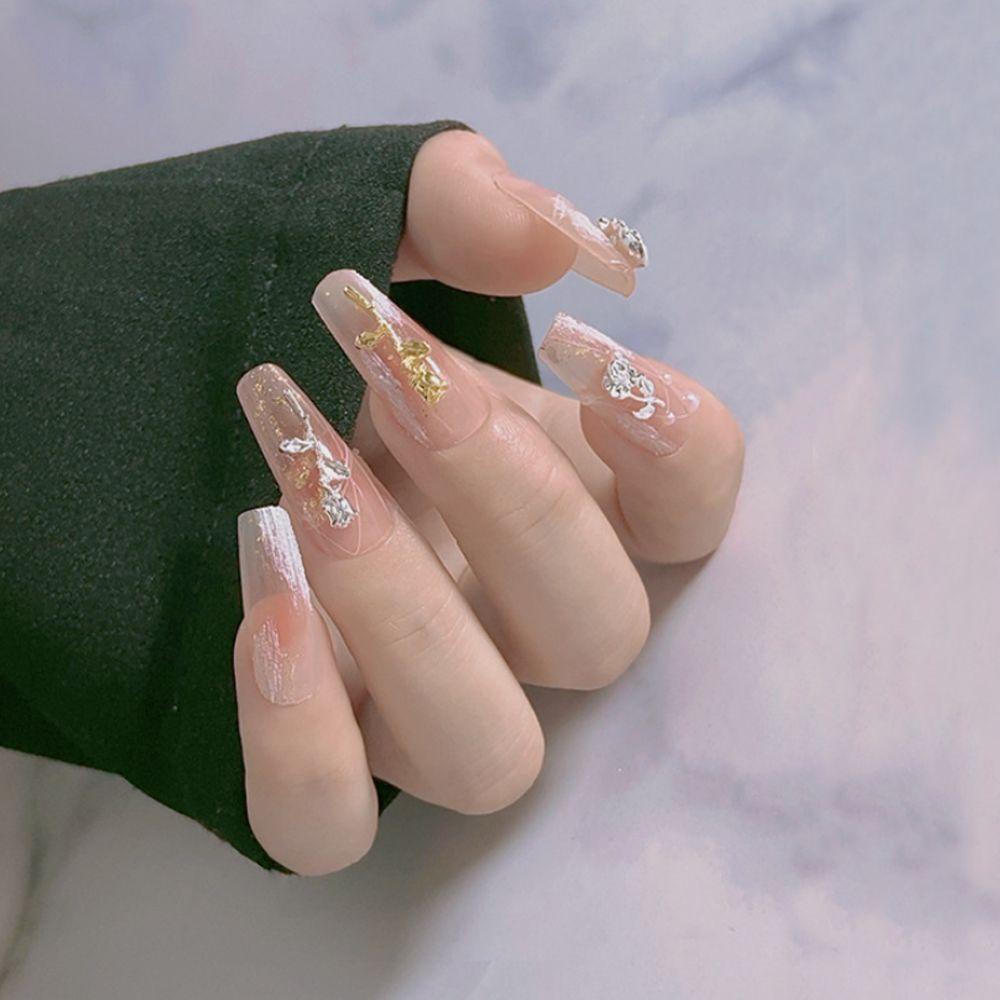 Hộp Phụ Kiện Hoa Kim Loại 3D Trang Trí Móng Tay Thời Trang