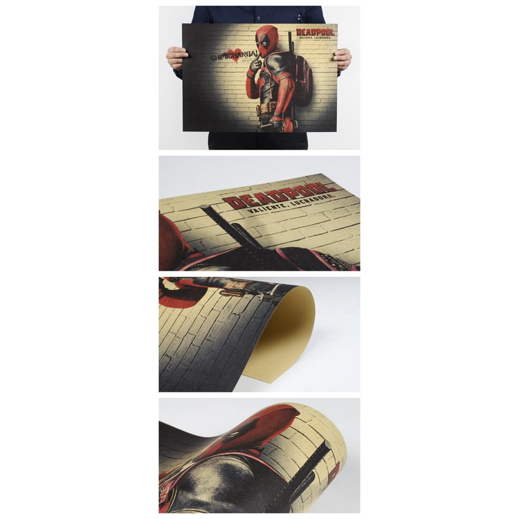 Poster Giấy Kraft Trang Trí Hình Deadpool Loại B/Movie Kích Thước 51x36cm H0795