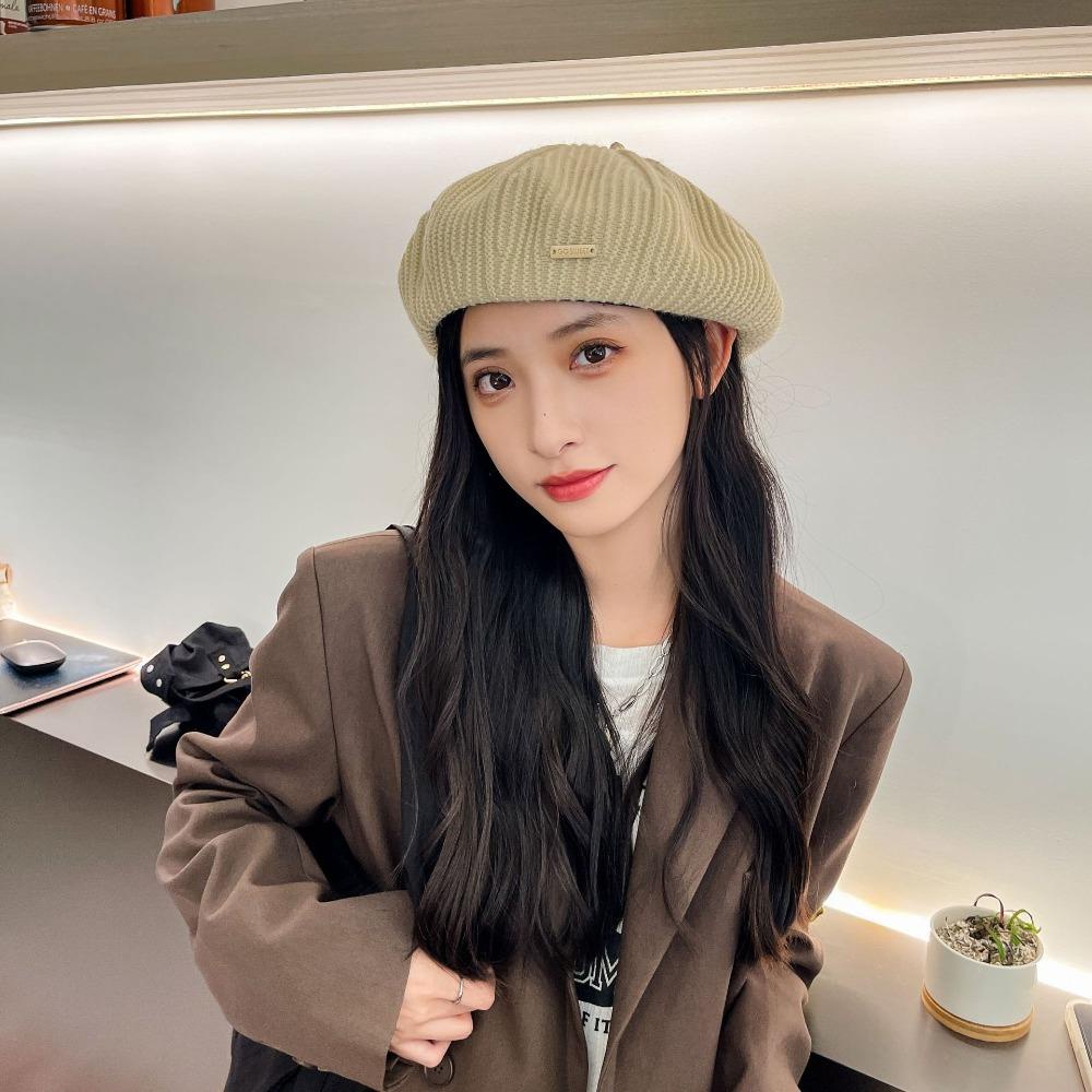 Mũ Nồi Dệt Kim Nylon Co Giãn Màu Trơn Thanh Lịch Dễ Phối Đồ Cho Nữ