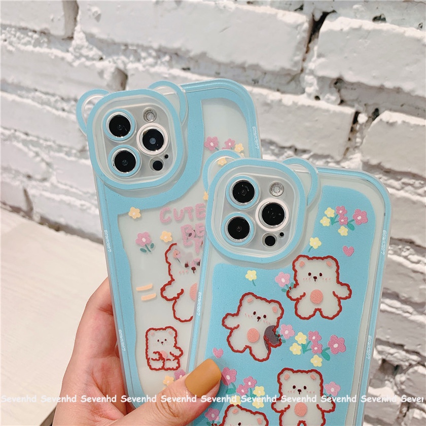 Ốp Điện Thoại Mềm Họa Tiết Tai Gấu Dễ Thương Cho iPhone 14 13 12 11 Pro Max Xs Max Xr X 6 6s Plus