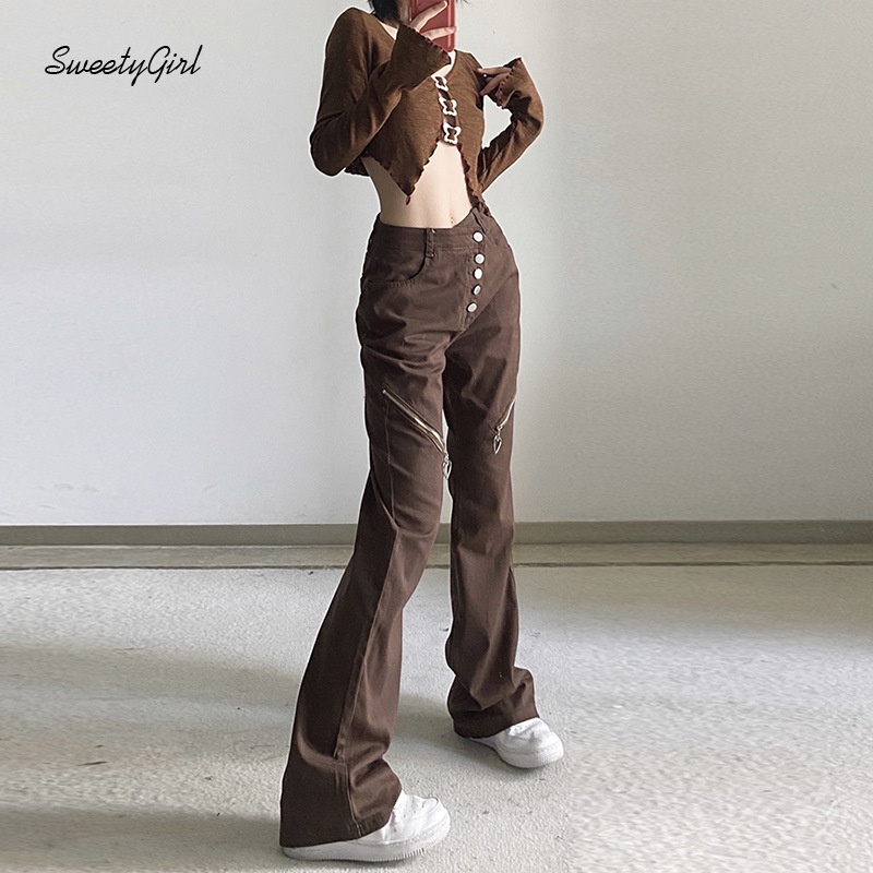 Quần Suông Ống Rộng Lưng Cao Màu Trơn Cài Nút Thời Trang Cho Nữ 2022