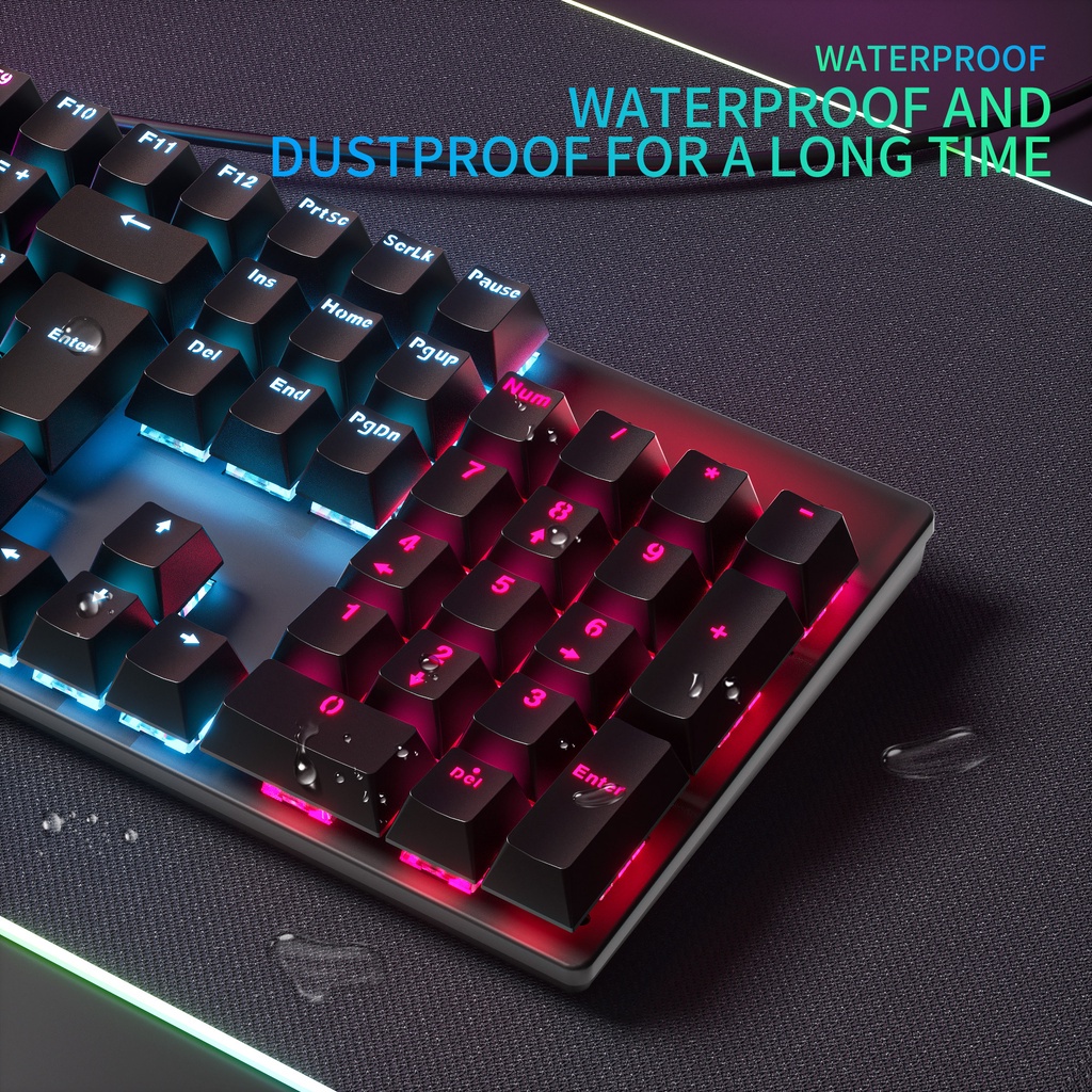 ZIFRIEND KA101 Bàn phím chơi game có dây RGB Bàn phím cơ có đèn nền USB 104 phím Office Gamer