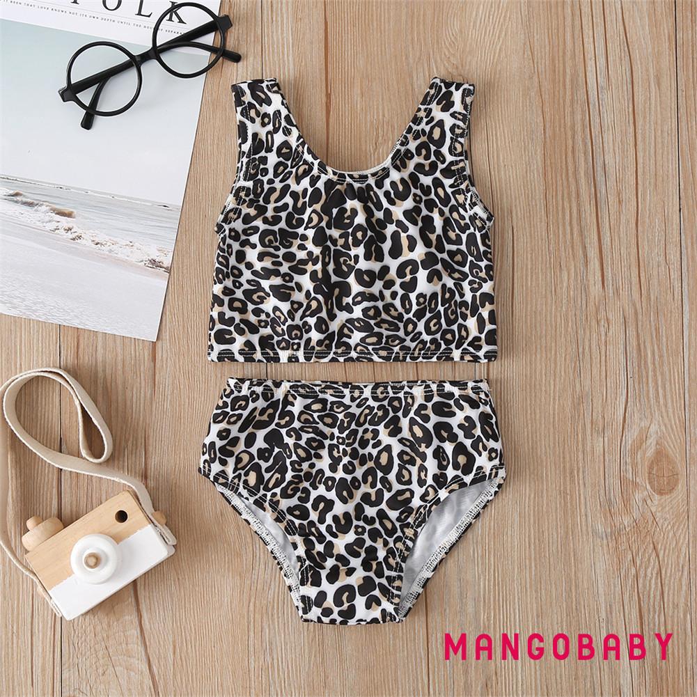 ♬MG♪-Toddler Girls Two Piece Swimsuit Leopard Bathing Suits Swimwear Beach Cheetah Bikini