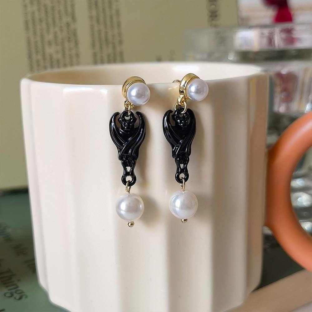 MXGOODS Halloween Earrings Girls Gift Halloween Party Pendant Earrings Skeleton Ghost Bat Dangle Ear Studs