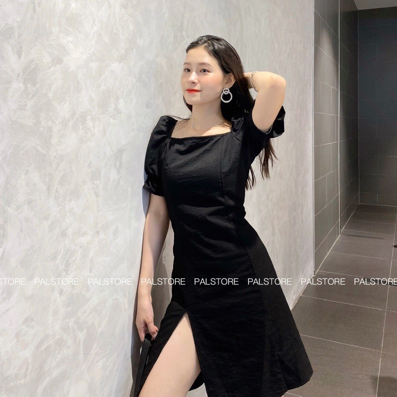 Váy cổ vuông vai chun xẻ tà - Lolita Dress - hàng thiết kế | BigBuy360 - bigbuy360.vn