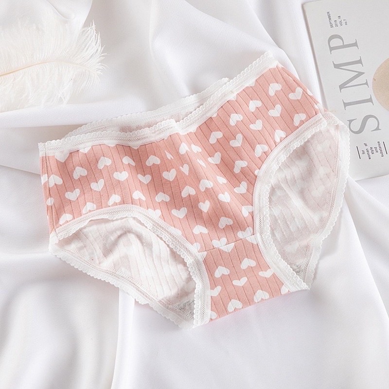 Quần Lót Cotton Tăm Co Dãn 4 Chiều Tim Hồng