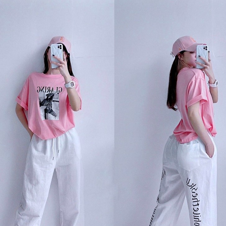 [Mã BMBAU50 giảm 50K đơn 150K] Áo Phông Nữ Ruxy Glaring Cotton Mềm Mịn Trùm Mông Trắng Hồng Xanh