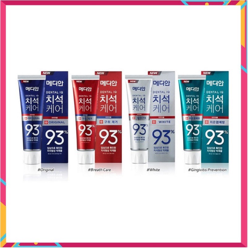 Kem Đánh Răng Median 93% Hàn Quốc, Tuýp 120g, Cho Bạn Hàm Răng Luôn Trắng Sáng Chắc Khỏe Hơi Thở Thơm Mát
