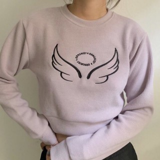 Áo ERRORIST sweatee crop angel màu tím/ trắng