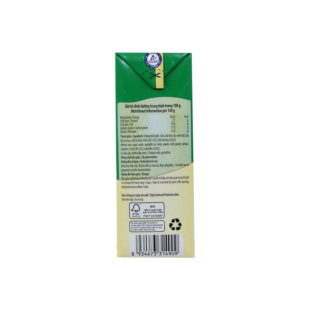 Sữa đặc VINAMILK có đường NSPN xanh lá - Hộp 1.284g