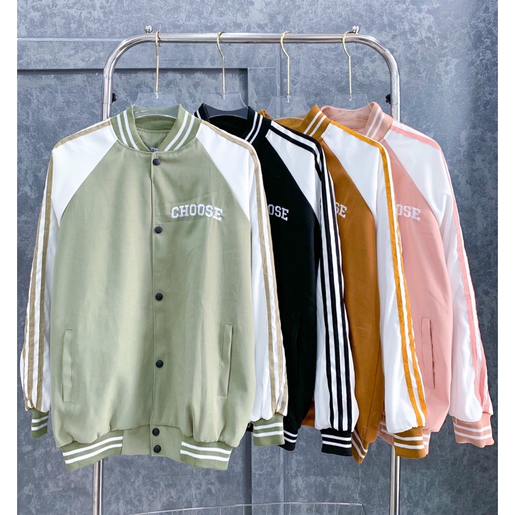 Áo Khoác nữ Chất da lộn vải 2 lớp dày dặn THÊU CHỮ CHOOSE chất vải mịn form rộng
