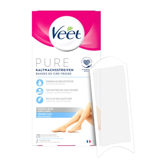 Miếng dán tẩy lông VEET dùng cho cơ thể /vùng kín /tay chân / Ria mép,VEET Wax trips body, Wax ria mép Balea-Nội địa Đức