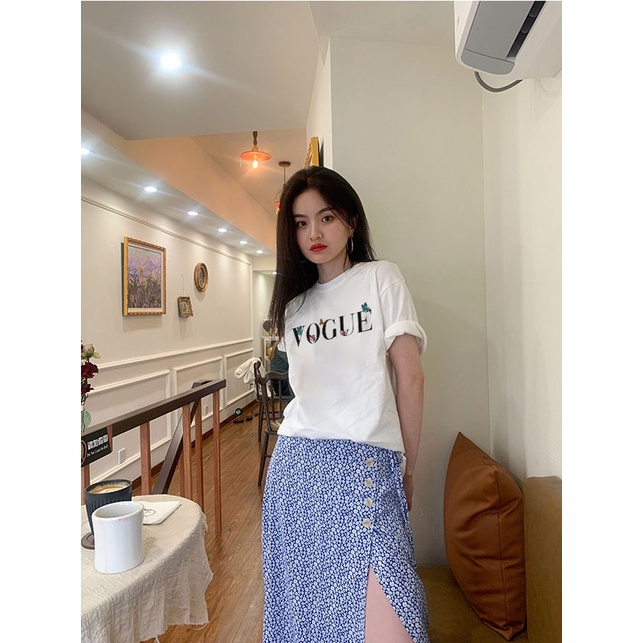 Áo phông nữ  VOUGE form rộng đẹp tay lỡ oversize, áo thun nữ form rộng unisex tay lỡ hàn quốc cotton AT011 basic tee
