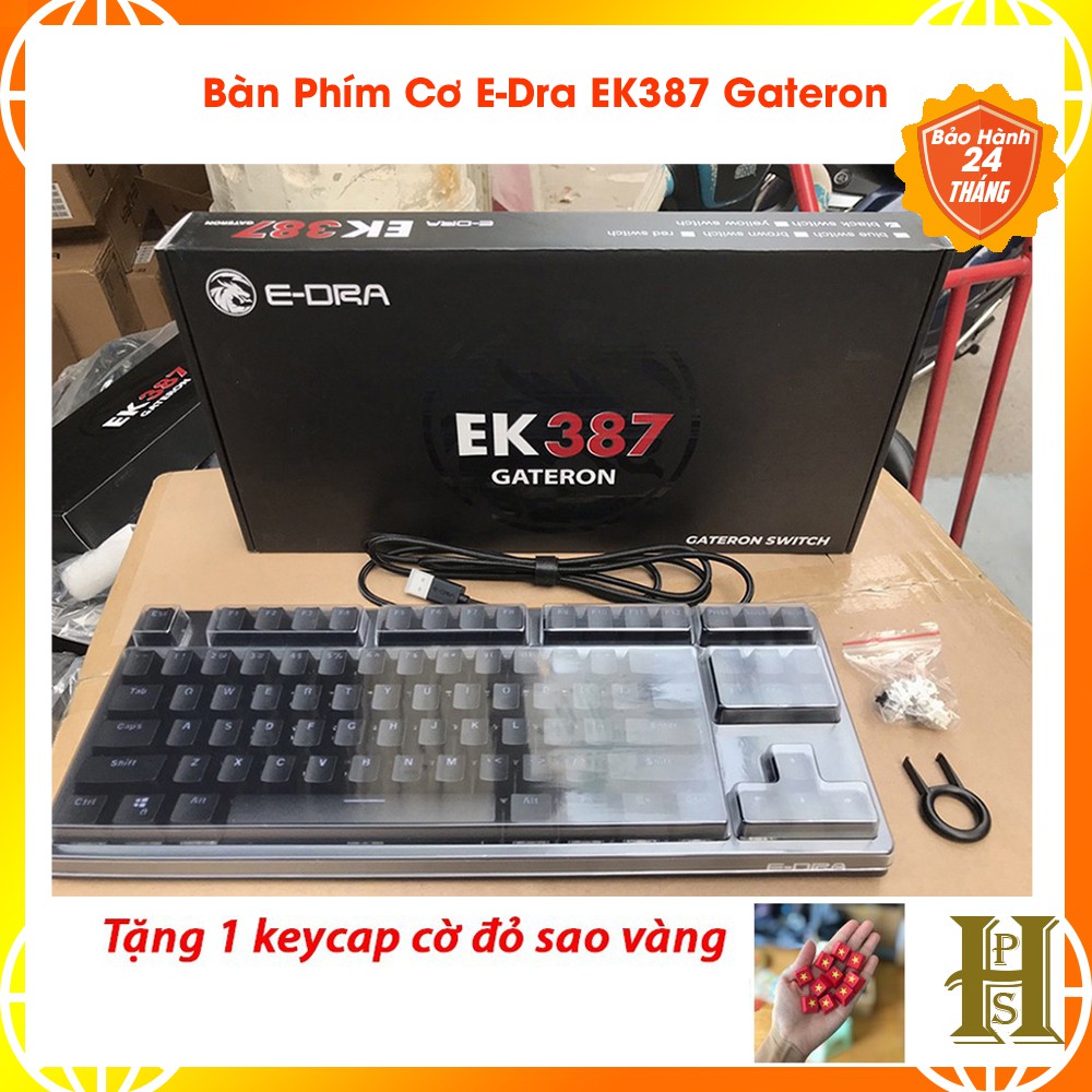 Bàn Phím Cơ E-Dra EK387 Gateron Phiên Bản Mới Nhất 2021 - Đèn led màu trắng - Gateron Switch - Bảo Hành 2 Năm Chính Hãng