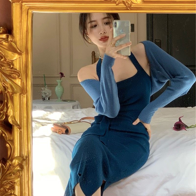 SET ĐẦM LEN CỔ YẾM KÈM KHOÁC