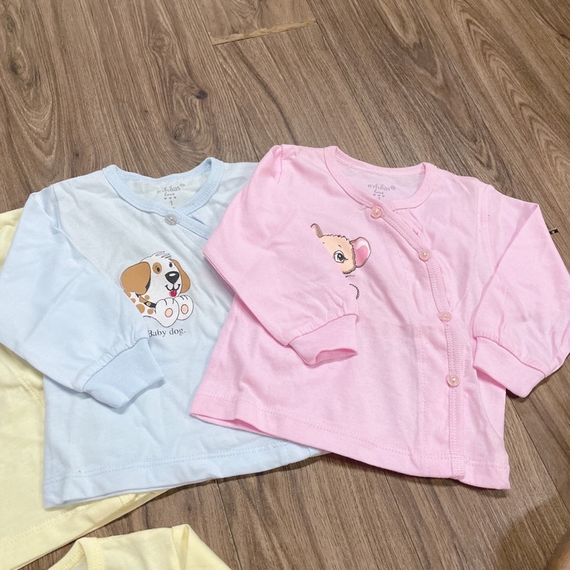 Áo sơ sinh cotton in hình thú