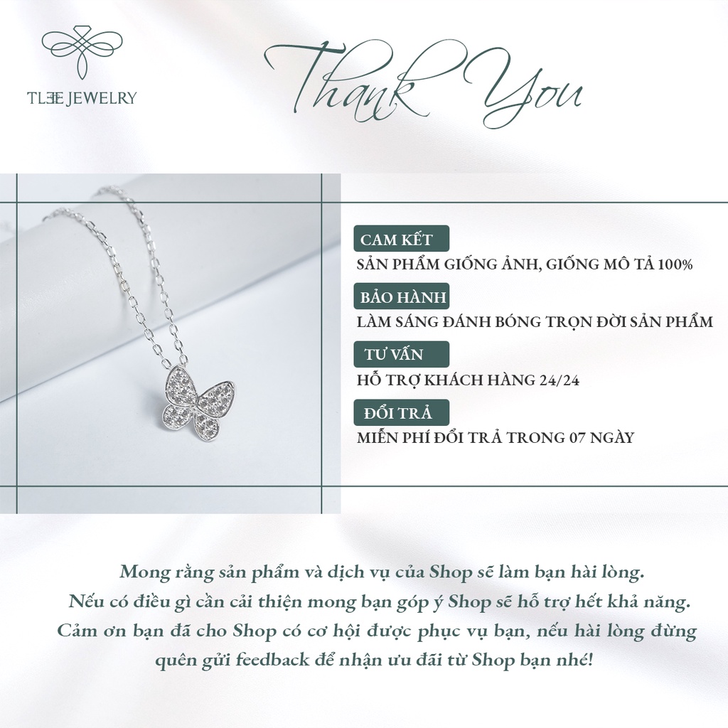 Dây chuyền bạc nữ TLEE mặt hồ điệp nạm đá lấp lánh NCJ D0102