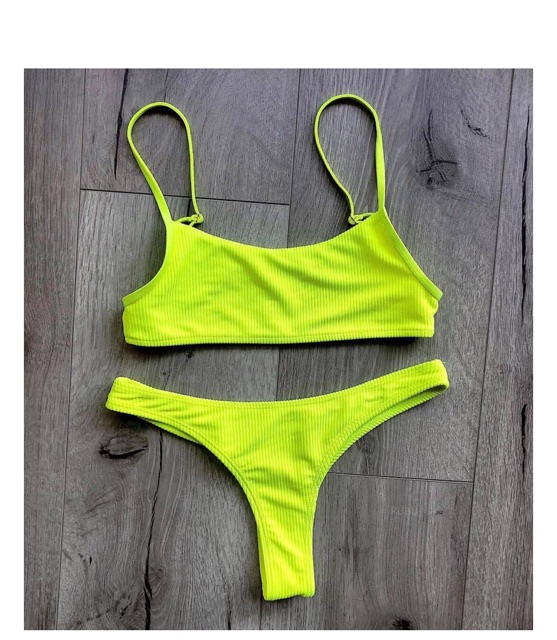 [BKN494] <ÂU> SET BIKINI BASIC VẢI GÂN HỒNG/XANH NEON QUẦN THONG/LỌT KHE | BigBuy360 - bigbuy360.vn