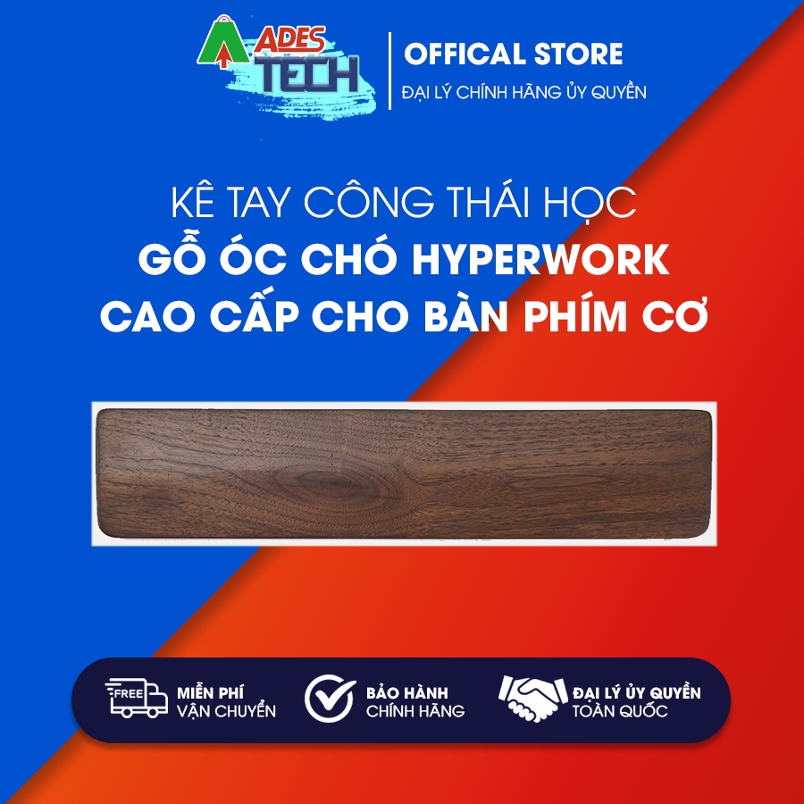 Kê Tay Công Thái Học Gỗ Óc Chó HyperWork Cao Cấp Cho Bàn Phím Cơ