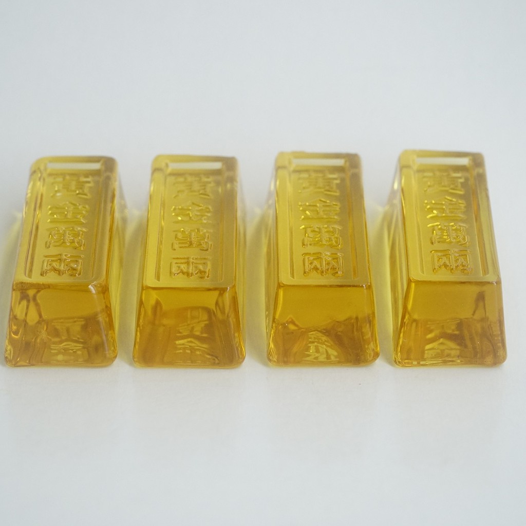 Thỏi vàng Thần Tài phong thủy chiêu tài nạp lộc lưu ly - Dài 6cm, dày 2,5cm