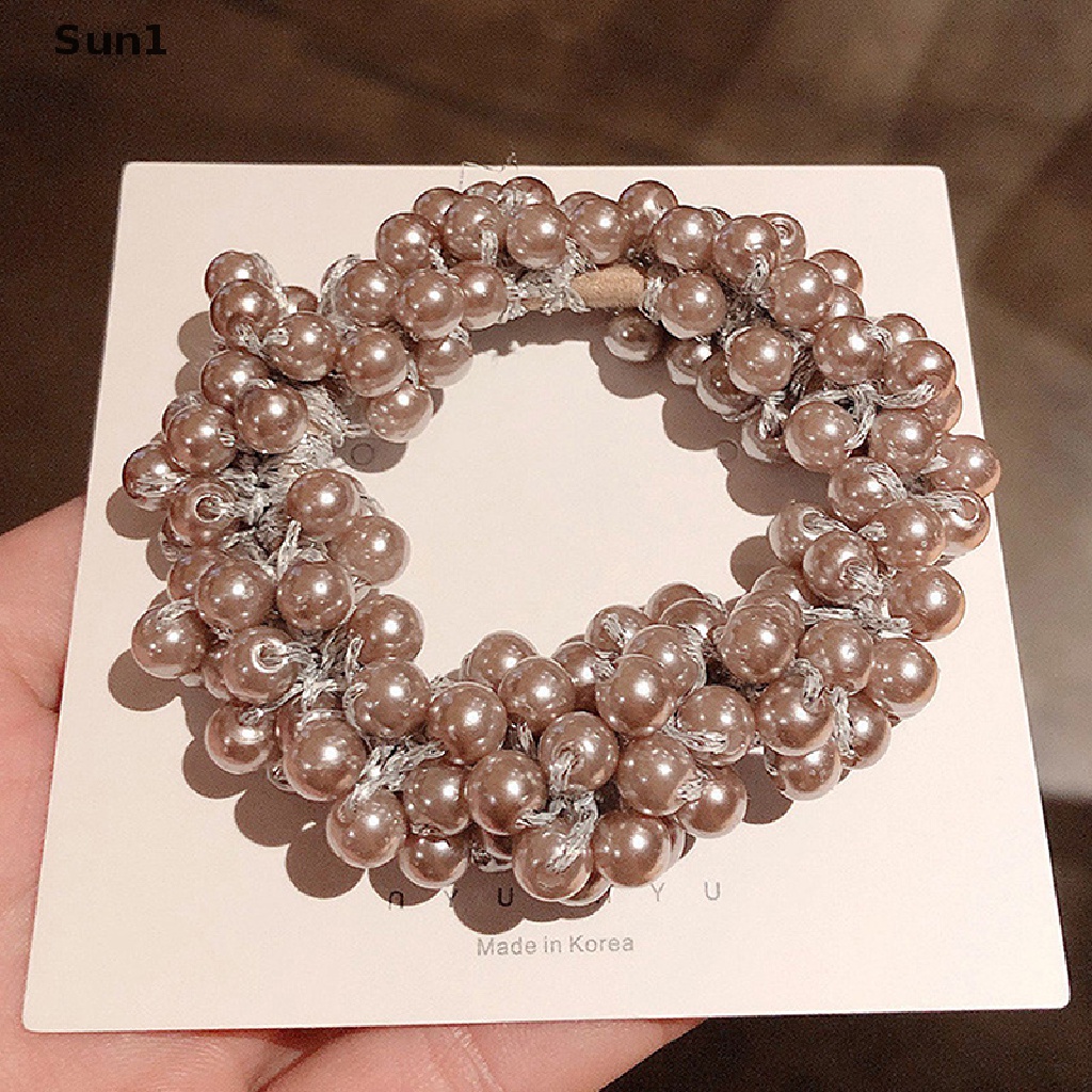Sun1 &gt; Dây Buộc Tóc Cao Su Đính Hạt Ngọc Trai Thanh Lịch