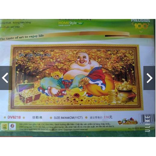 Tranh thêu Phật di lặc - Tiếu khẩu trường khai size 84*44cm