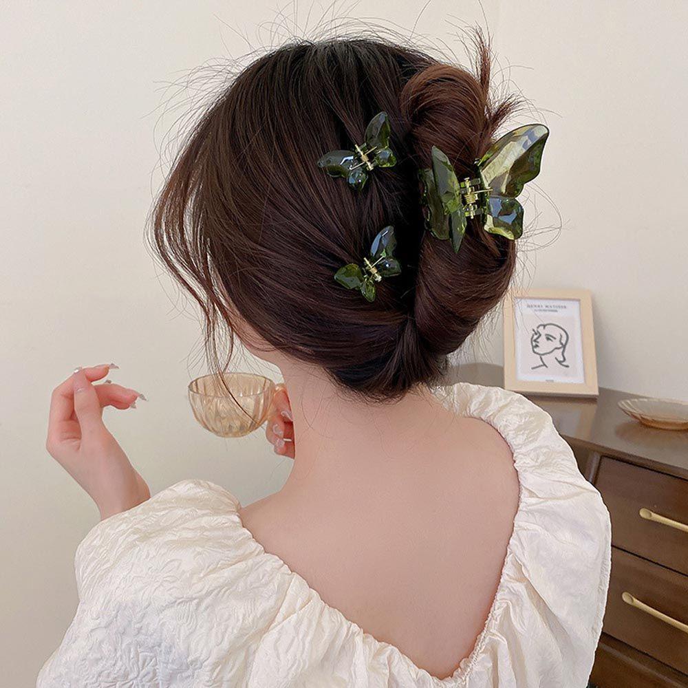 Kẹp Tóc Bướm / Cua Bằng Nhựa Trong Suốt Phong Cách Vintage VANES1 Dành Cho Bạn Nữ
