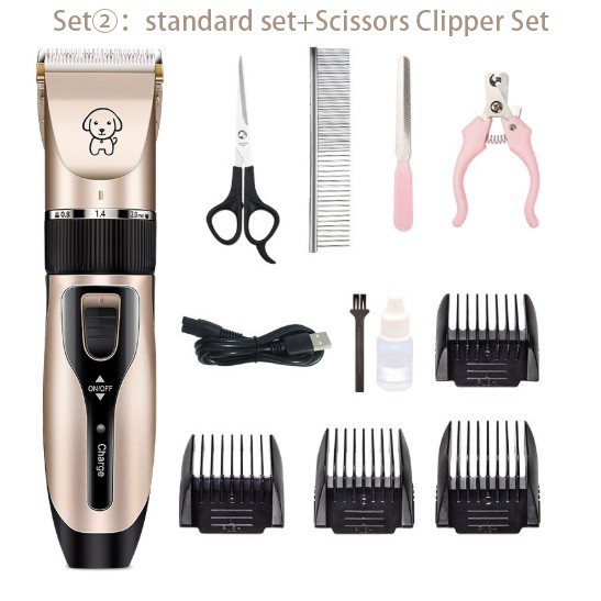 [BỘ LÀM ĐẸP CÚN CƯNG] Tông đơ cắt lông chó mèo Pet Grooming Kit, Máy cắt tỉa lông chó, lược,kéo,chăm sóc móng thú cưng