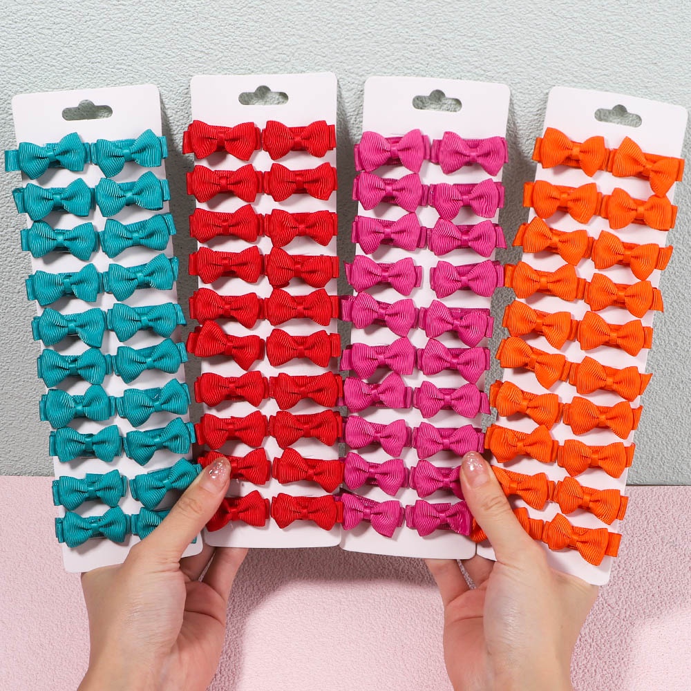 Set 20 kẹp tóc nơ KIDSBOWS 1.4&quot; màu trơn đơn giản dễ thương cho bé gái