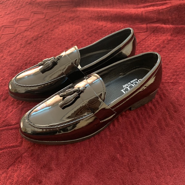 giầy lười chuông bóng trơn nam