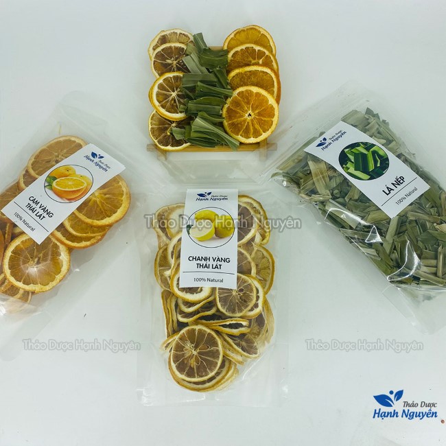 Detox Cam Chanh Lá Nếp - Mỗi loại 100g, Lá nếp 50g (Lá Dứa, Trà Thanh Nhiệt, Giải Độc Cơ Thể)