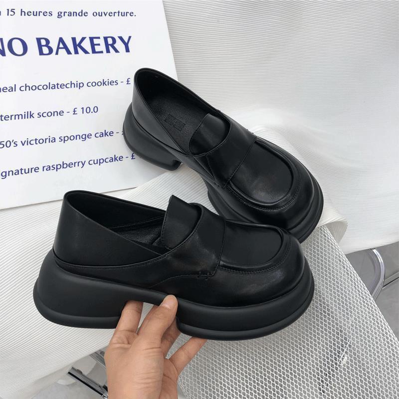 Giày Da Đế Dày Phong Cách Retro Anh Quốc Thời Trang Cho Nữ