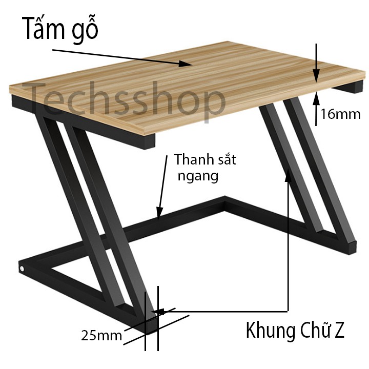 Kệ Lò Vi Sóng Chữ Z Để Bàn Nhà Bếp Khung Thép 25mm Kèm Theo Tấm Gỗ Chịu Lực Chắc Chắn