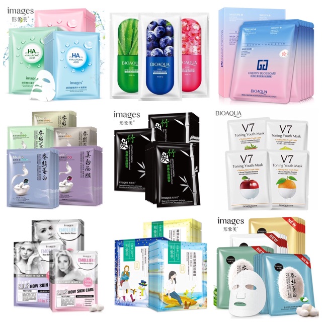 Combo 70 miếng mặt nạ Bioaqua và IMAGES mix đủ mẫu