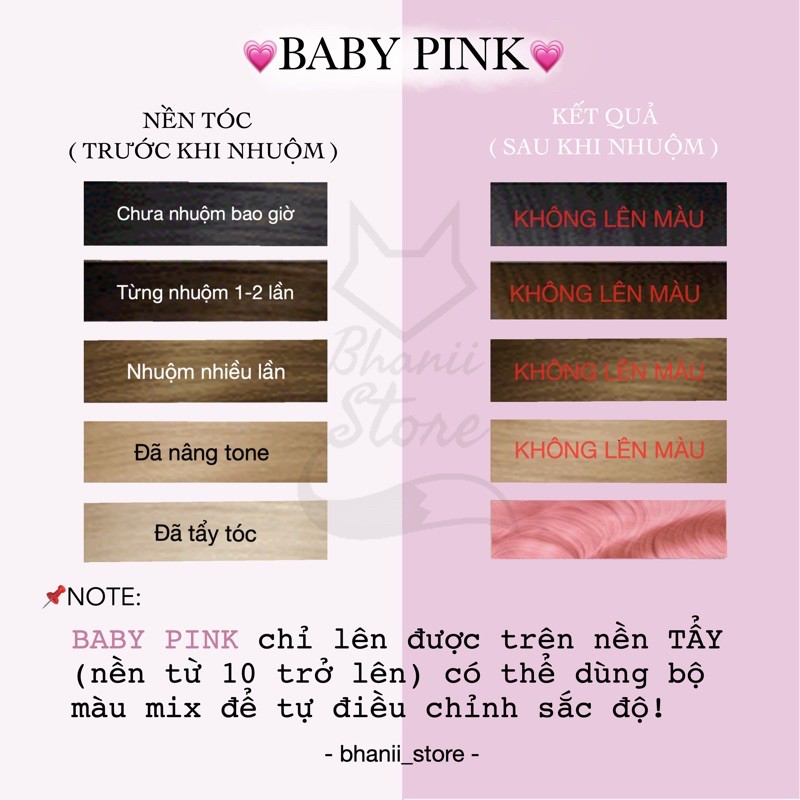 Thuốc nhuộm tóc Baby Pink, Hồng Baby bhanii store