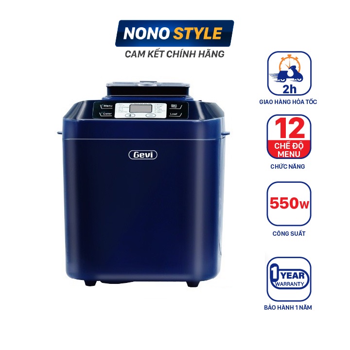 Máy Làm Bánh Mì Tự Động Gevi GEBMA333-V, 12 Chức Năng, Bảo Hành 12 Tháng