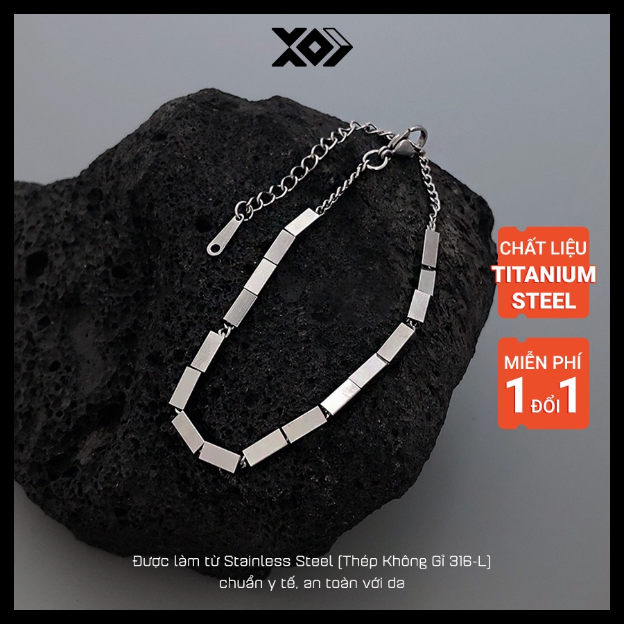 Vòng Tay Thép Titan Không Gỉ Mặt Vuông Nhỏ Đơn Giản Phong Cách Hip Hop Hàn Quốc
