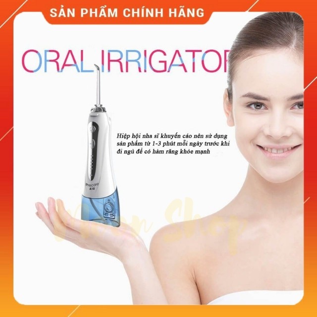 Máy Tăm Nước Du Lịch Procare A10, Thiết Kế Nhỏ Gọn Tiêu Chuẩn Châu Âu Đi Kèm 6 Đầu Phun Đa Dạng